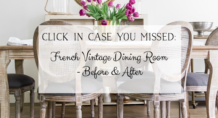 French vintage Dining Room Before and After graphic.