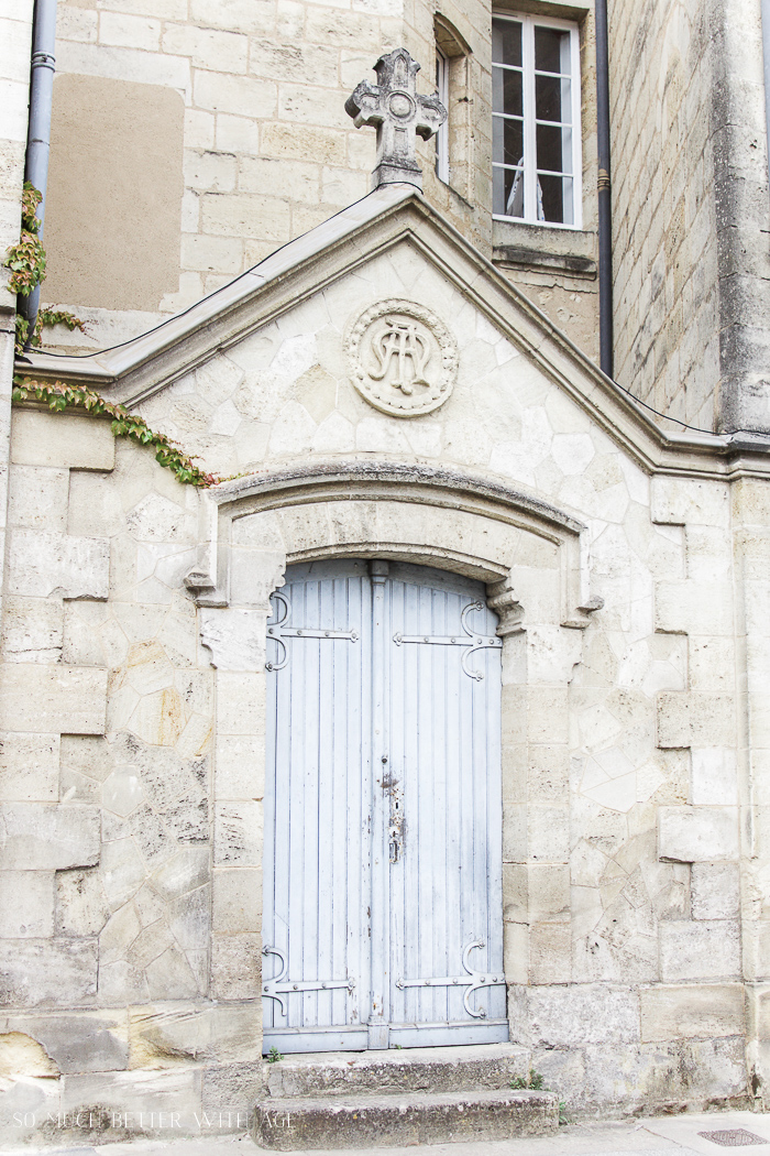 Old barn doors on the building.