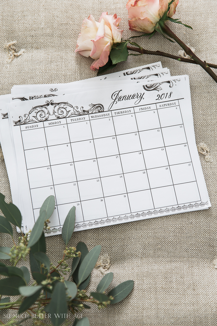 A printed French inspired calendar.
