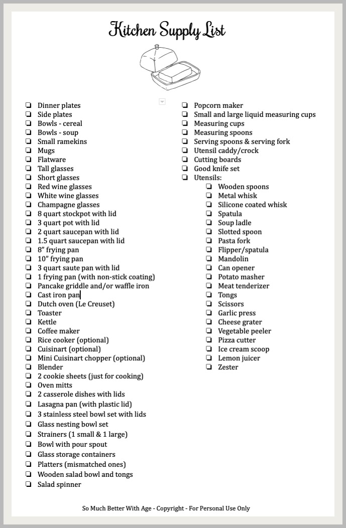 Complete Kitchen Supply List Simple And Pretty Items For