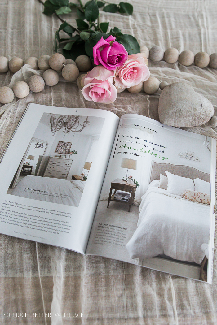 Romantic Homes Magazine/ French beautiful white bedroom - So Much Better With Age