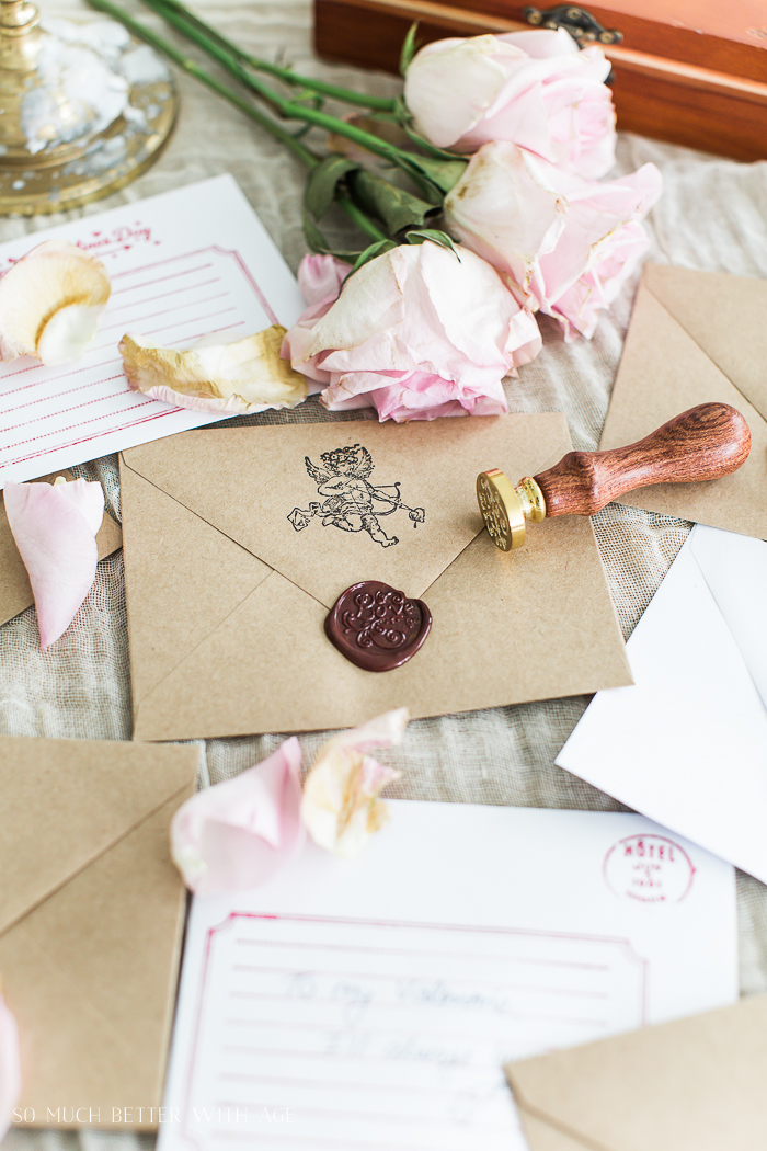 Valentine's Wax Seal Cards/red wax seal, cupid, roses - So Much Better With Age