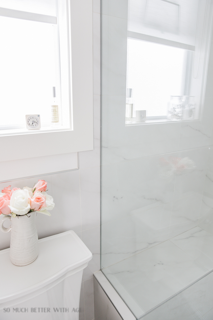 Small bathroom renovation and 13 tips to make it feel luxurious/glass shower doors - So Much Better With Age