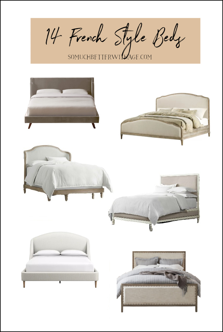 14 French Wood And Upholstered Beds, French Style King Bed