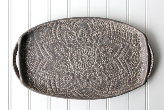 Charcoal lace tray