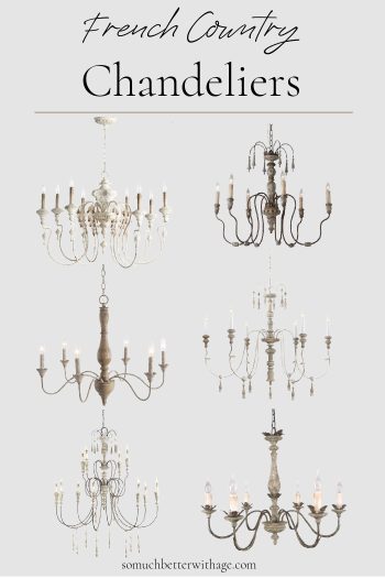 French Country chandeliers graphic.