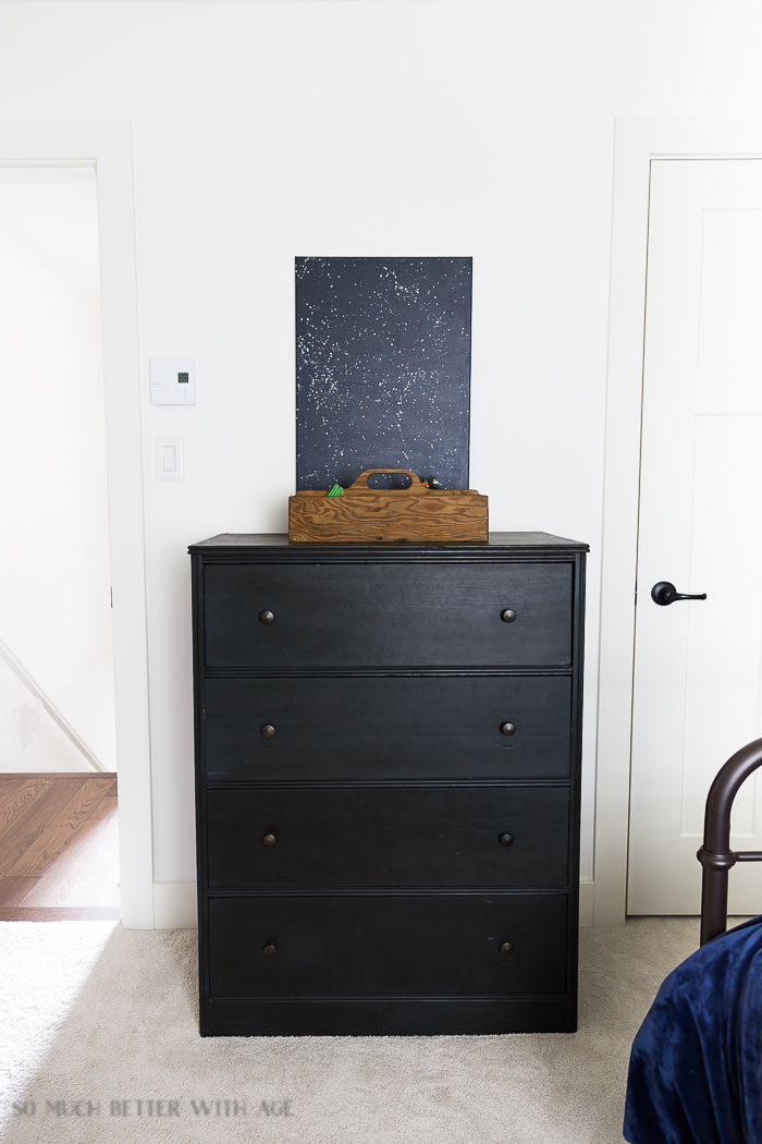 Industrial Space Boy's Bedroom Reveal/charcoal grey dresser - So Much Better With Age