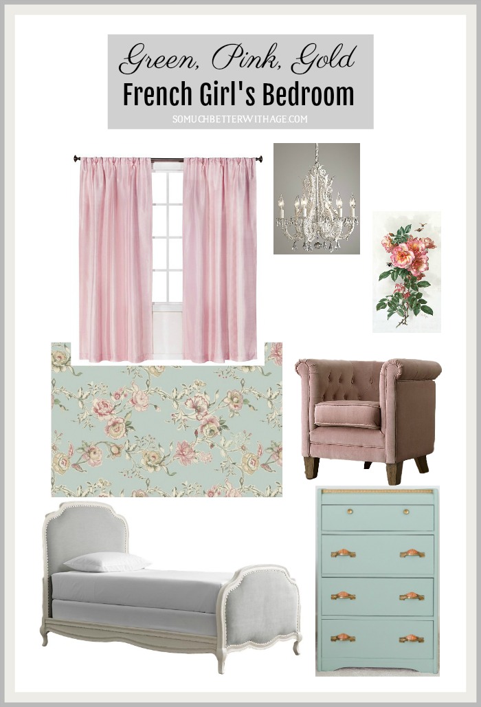 Green, Pink and Gold French Girl’s Bedroom