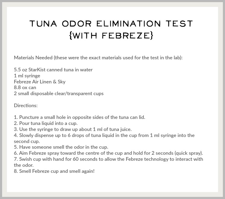 Did you know your home already has a signature scent/Tuna odor elimination test Febreze- So Much Better With Age