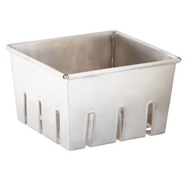 A metal berry basket.