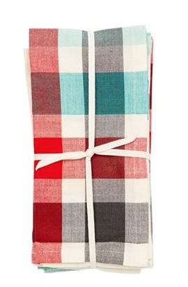 Plaid napkins with a white tied bow.