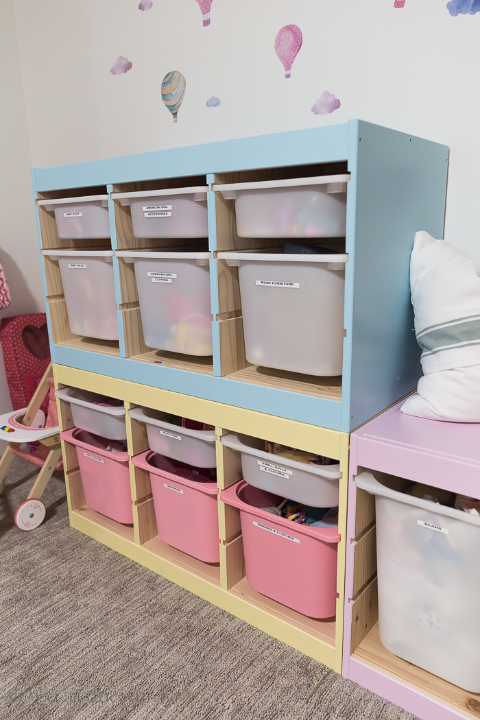 Kids' Playroom Makeover with Hot Air Balloons/pastel painted shelves - So Much Better With Age