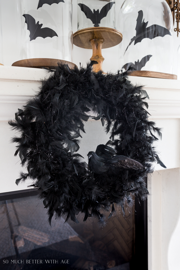 Halloween Feathers and Crow Wreath