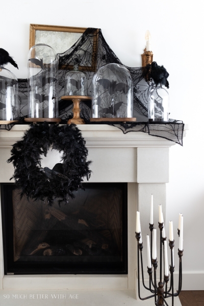 Halloween Mantel Decorating with Bats and Crows - So Much Better With Age