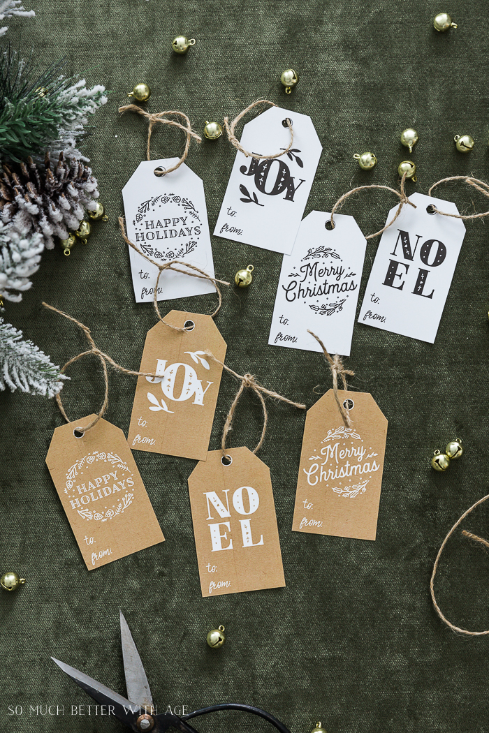 Natural Kraft Happy Holidays Gift Tags Noel Merry Christmas and Joy