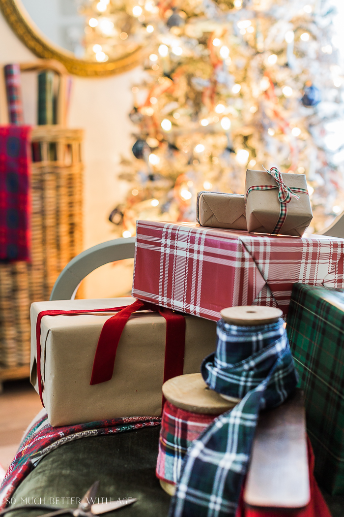 Plaid Christmas Decor/plaid gifts and Christmas tree lights - So Much Better With Age