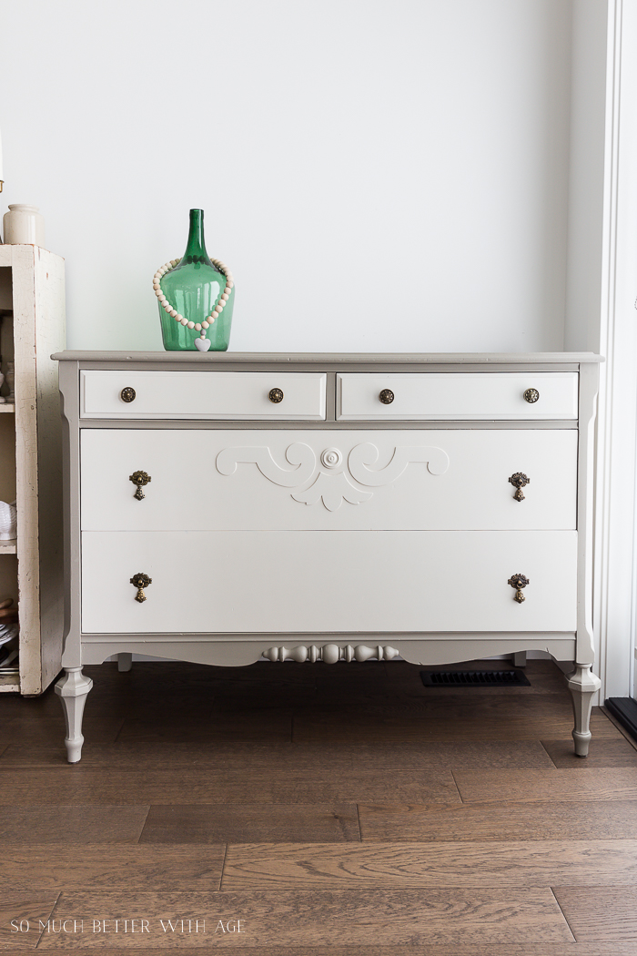 How to Prep Furniture for Painting/green bottle on dresser - So Much Better With Age