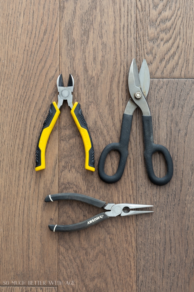 Three different types of pliers. 