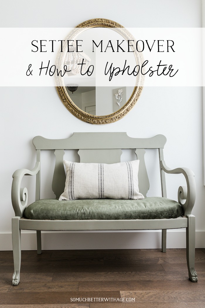 Settee Makeover and How to Upholster graphic.