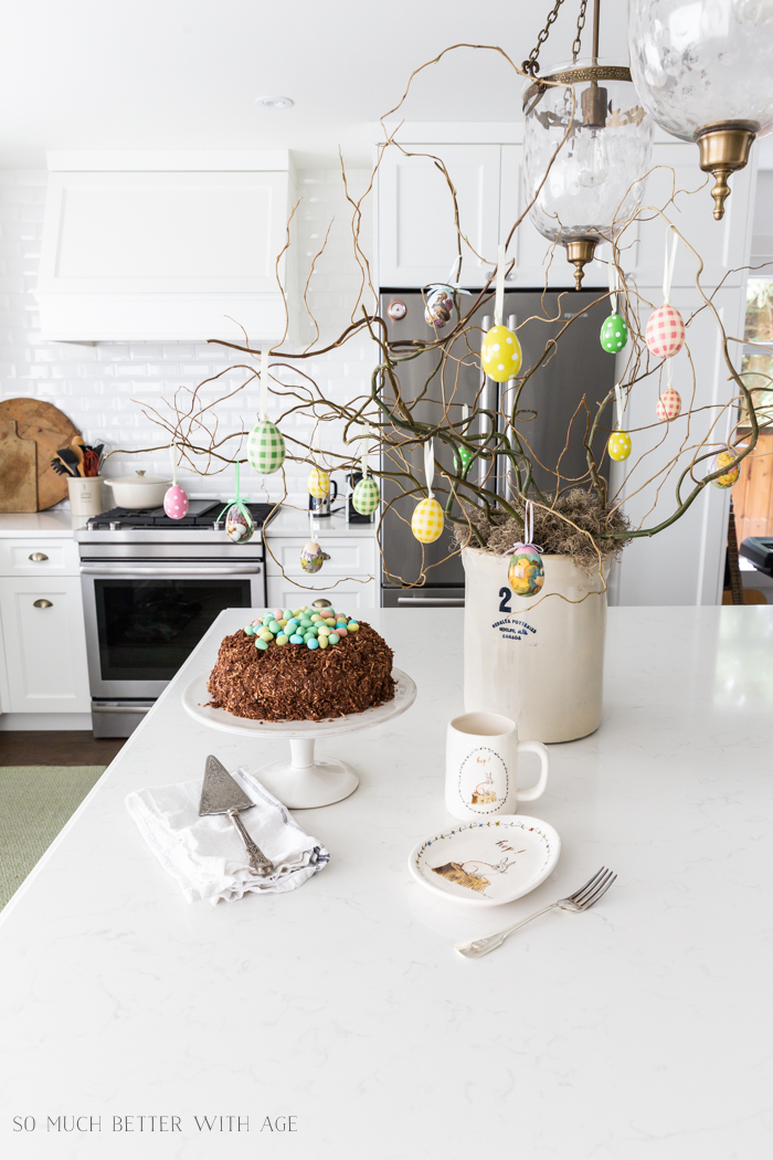 How to Make an Easter Egg Tree/Easter egg and Easter tree in kitchen - So Much Better With Age