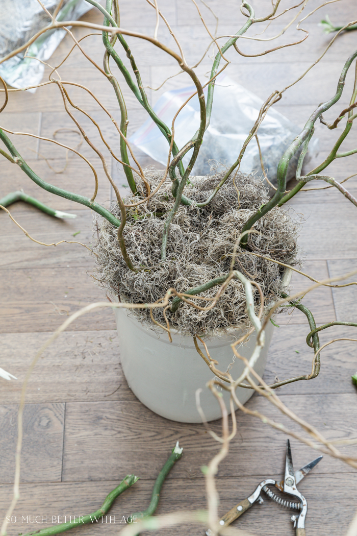 How to Make an Easter Egg Tree/spanish moss in between branches - So Much Better With Age