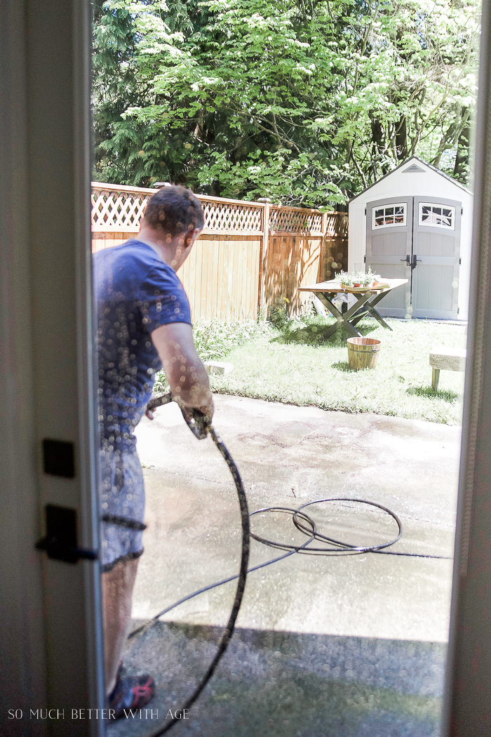 How to Paint Stripes Like an Outdoor Rug on Patio Concrete Slab Jamie