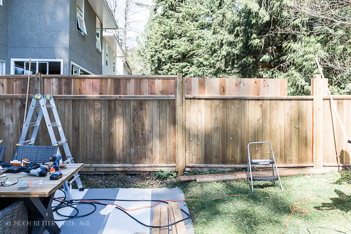 Fence that is being repaired outside.