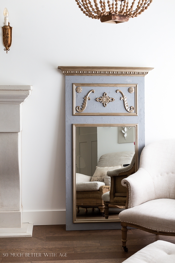 French gold mirror with grey and beautiful design. 