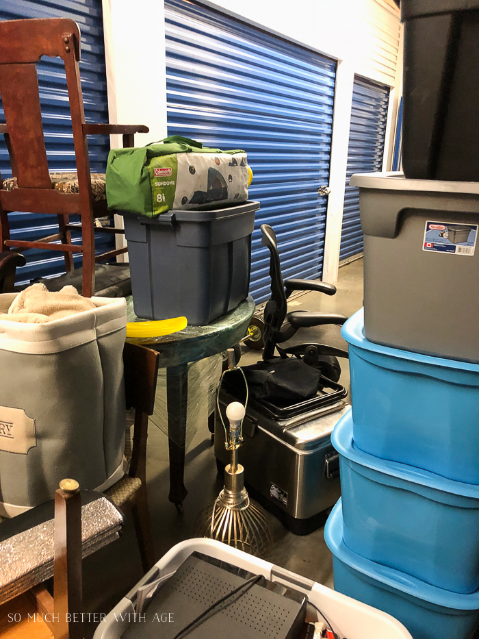 Lots of household items in storage unit. 
