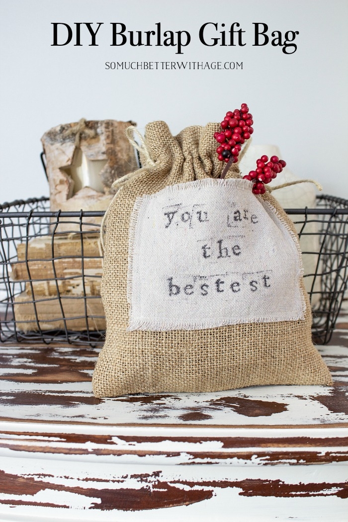 DIY Burlap Gift Bag graphic.