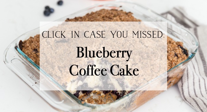 Blueberry Coffee Cake in a dish.