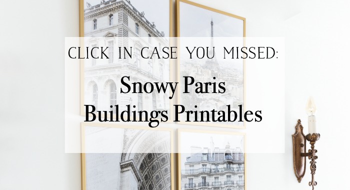 Snowy Paris Buildings Printable graphic.