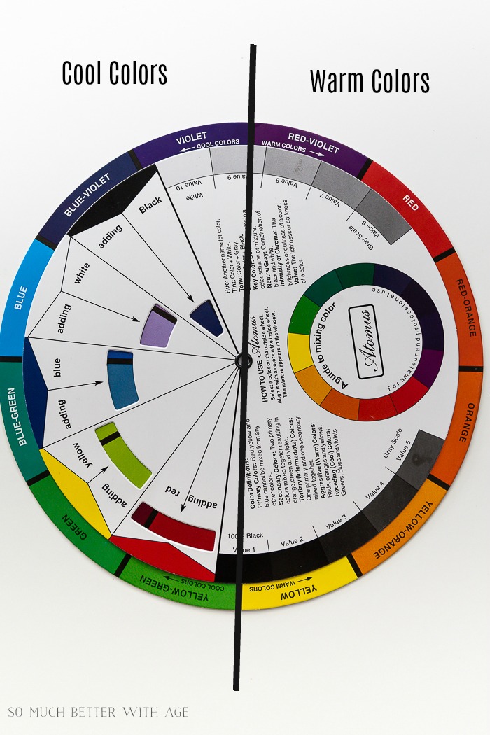 Cool and warm colors on a color wheel. 