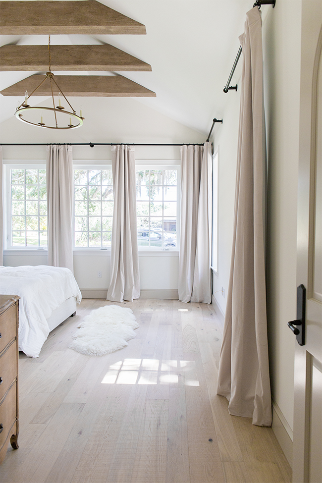 Monochromatic beige bedroom by Jenna Sue Designs. 