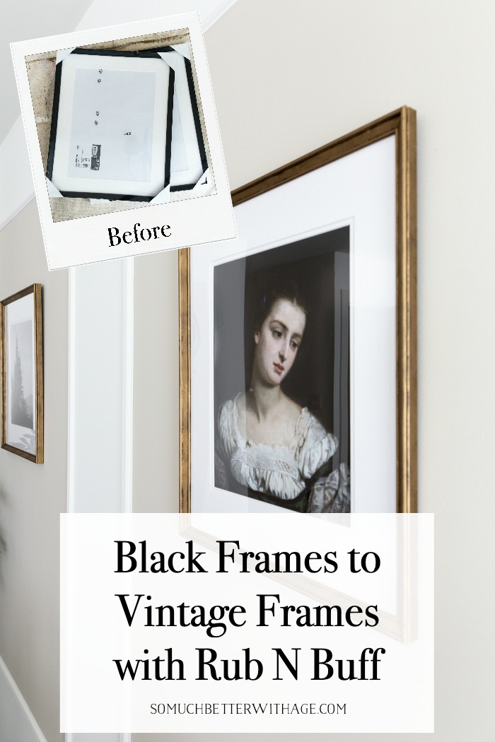 Black frames to vintage frames with Rub n Buff.