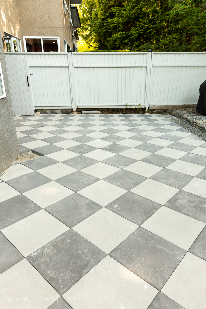 Checkerboard Concrete Pavers and a Yard Update