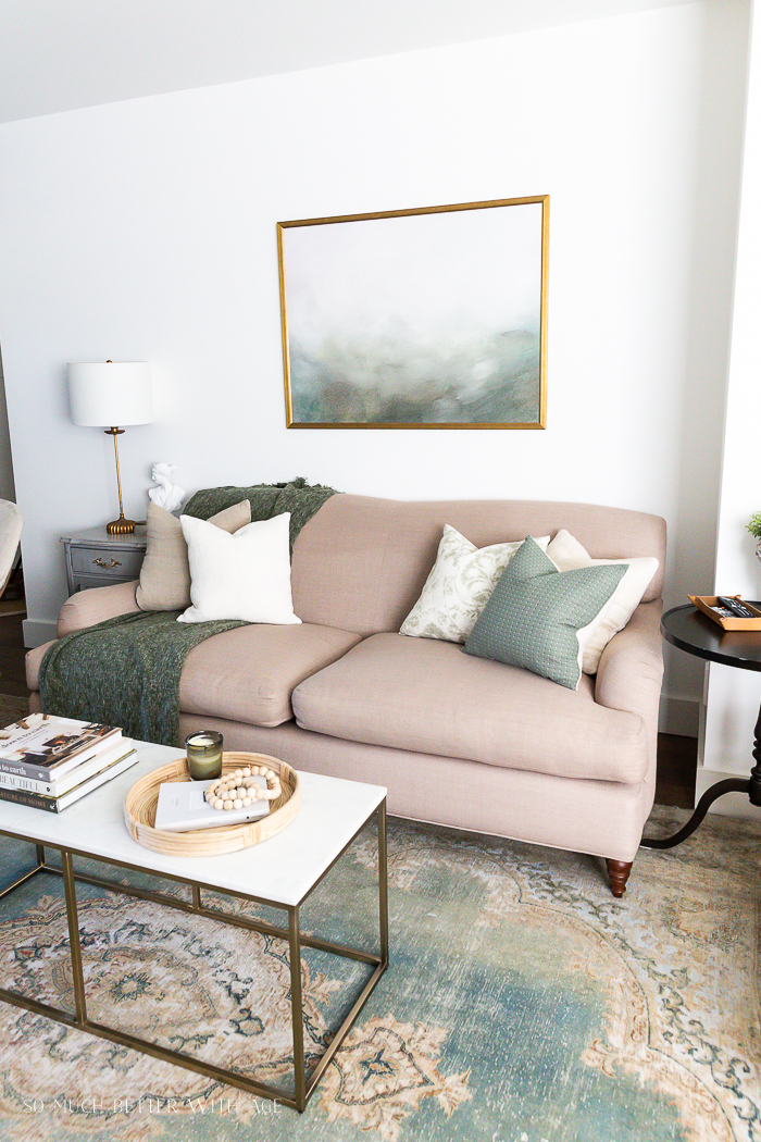 English Roll Arm Sofa + New Throw Pillows - So Much Better With Age