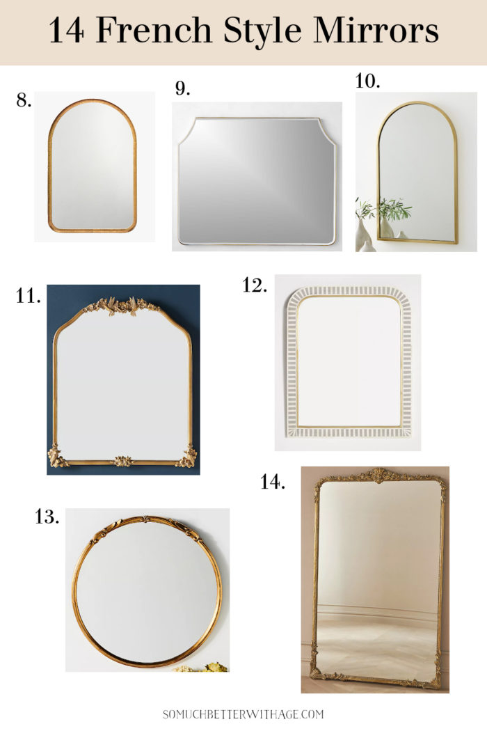 14 French Style Mirrors graphic. 