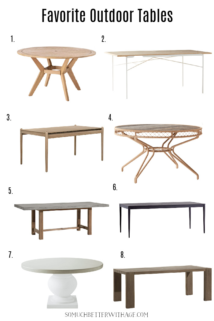Favorite outdoor tables.