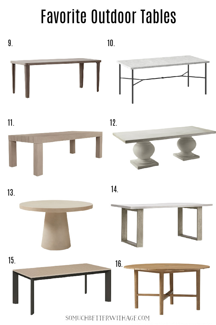 Favorite outdoor tables graphic.