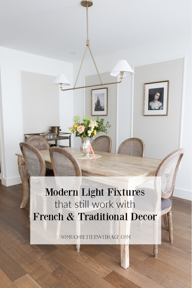 Modern Light Fixtures That Still Work With French and Traditional Decor graphic.