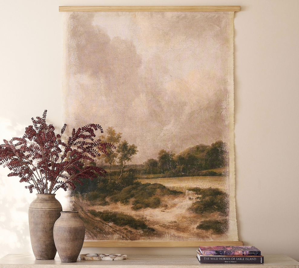 Hillside landscape wall tapestry.