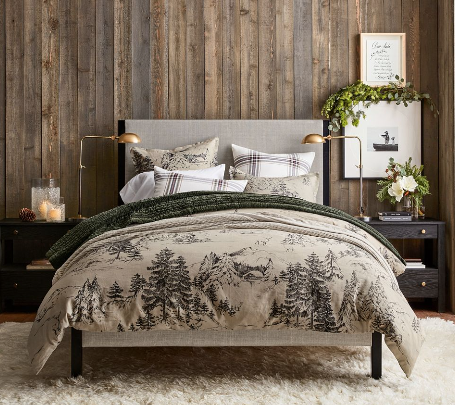 Rustic forest duvet cover from Pottery Barn.